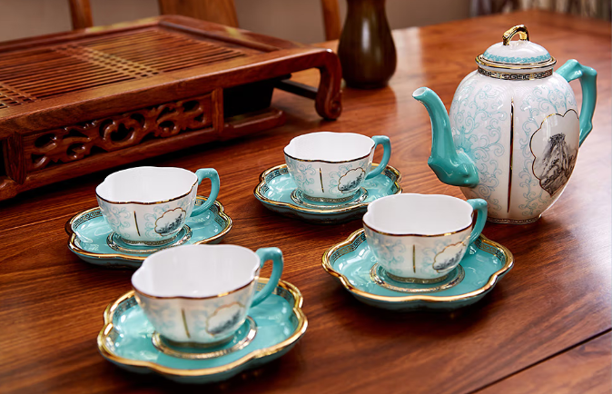Bone China Tea Pot & CuP Set GAOCHUN PORCELAINS