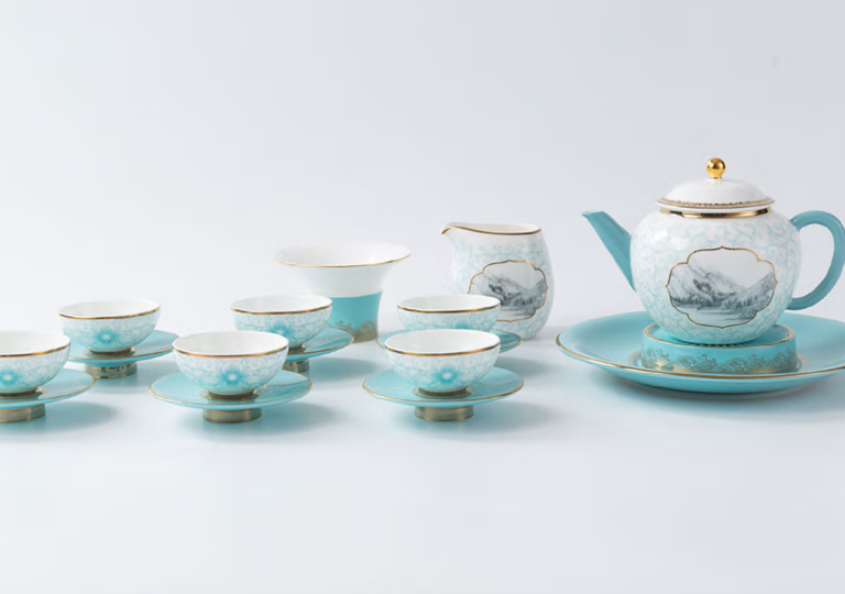 Silk Road Bone China Tea Set, 18-Piece Set in Gift Box