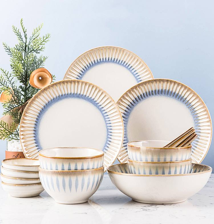 Japanese Home Ceramic Bowl & Plate Creative Tableware Set Wholesale