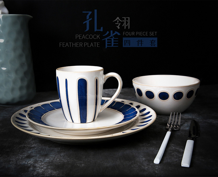 European simple style household ceramic dishes tableware set