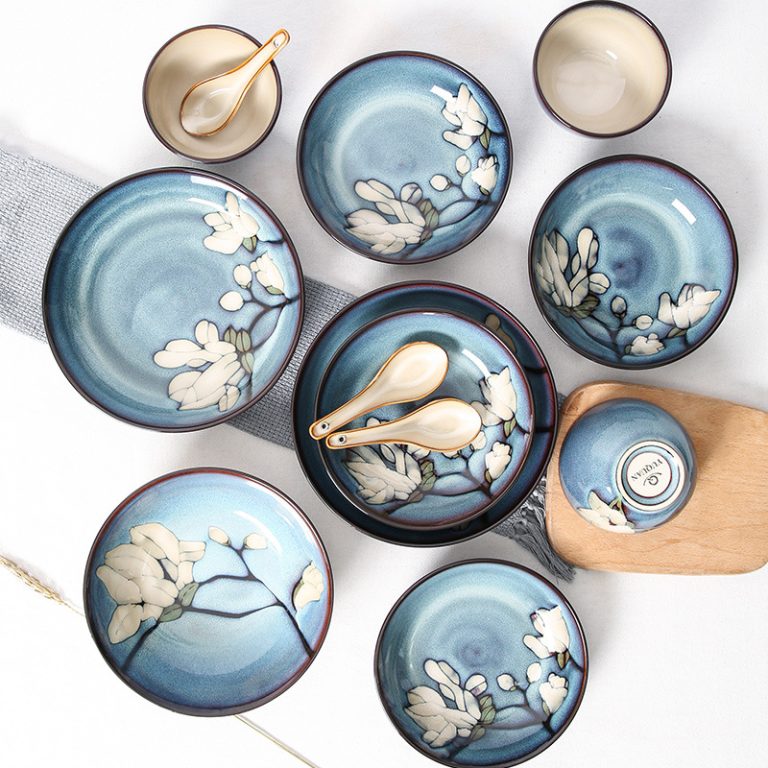 Korean Household Ceramic Bowl & Plate Tableware Set Wholesale