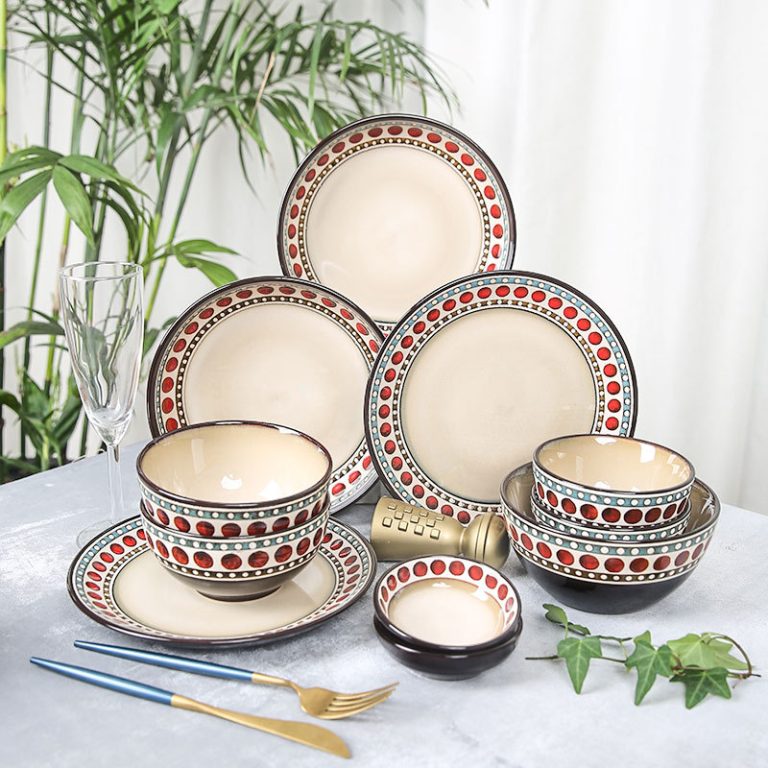 Bohemian Style Underglaze Series Household Ceramic Bowl and Plate Tableware Set Wholesale